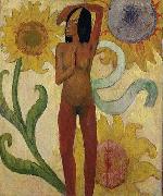 Paul Gauguin Caribbean Woman, or Female Nude with Sunflowers oil